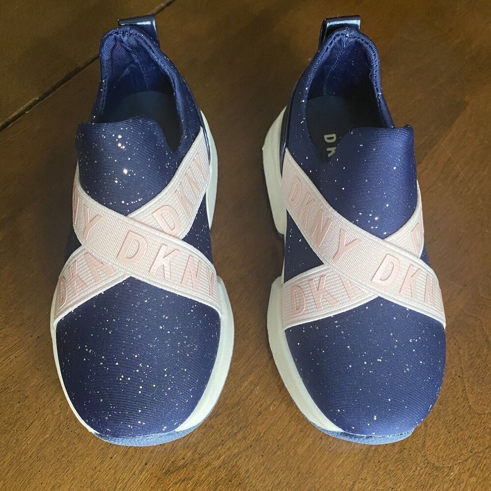 DKNY Baby Girls Casual & Fashion Sneakers Navy blush Shoes Size 7 Kids New - Picture 12 of 16